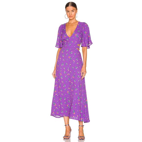 Like New! Revolve AFRM Renzo Purple Floral Cut Out Dress - xs - Picture 1 of 10